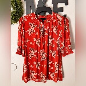 Sara Michelle Vibrant Red Floral Blouse